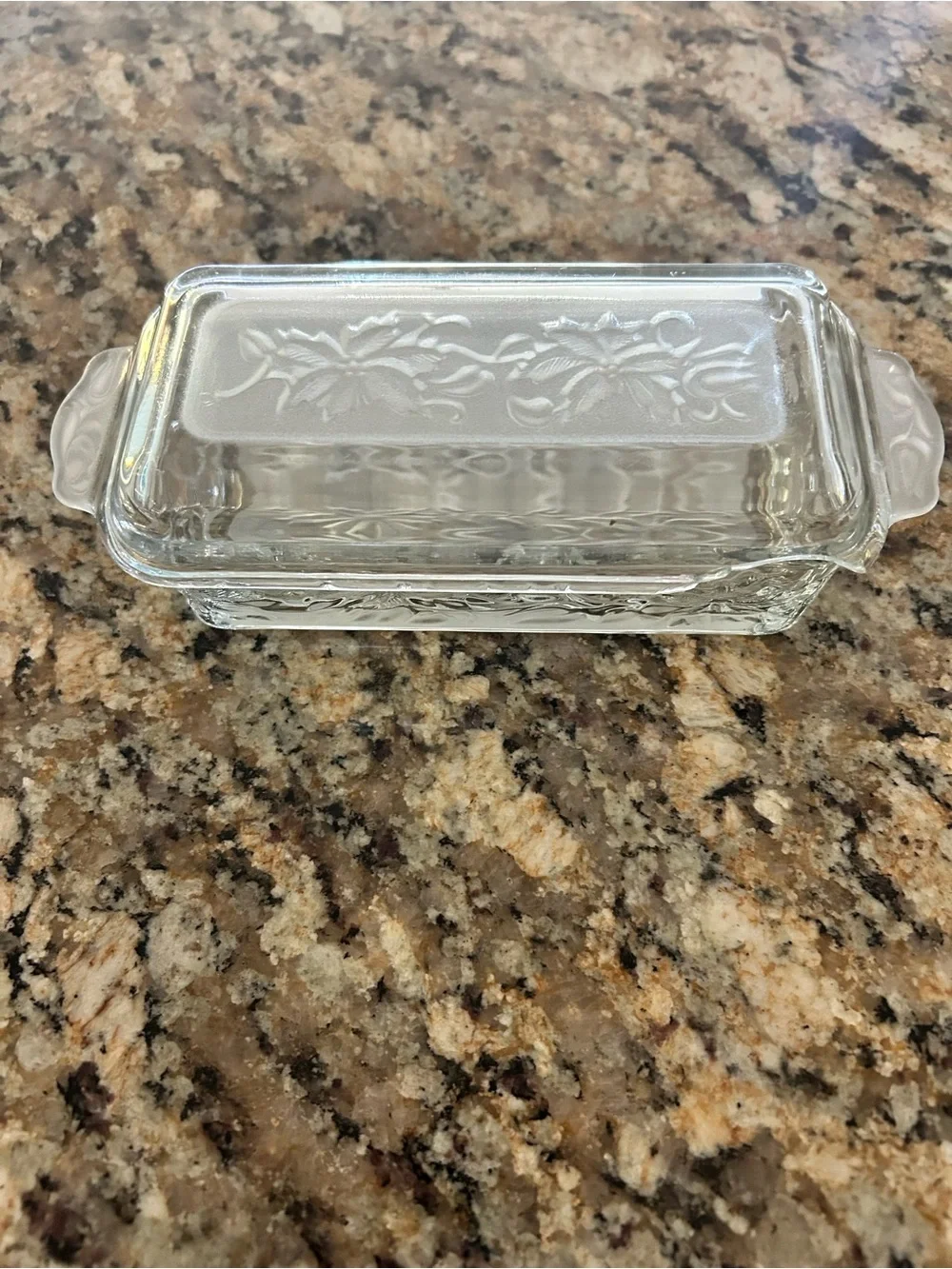 Fancy Floral-Pressed Glass Butter Dish Set - Clear
